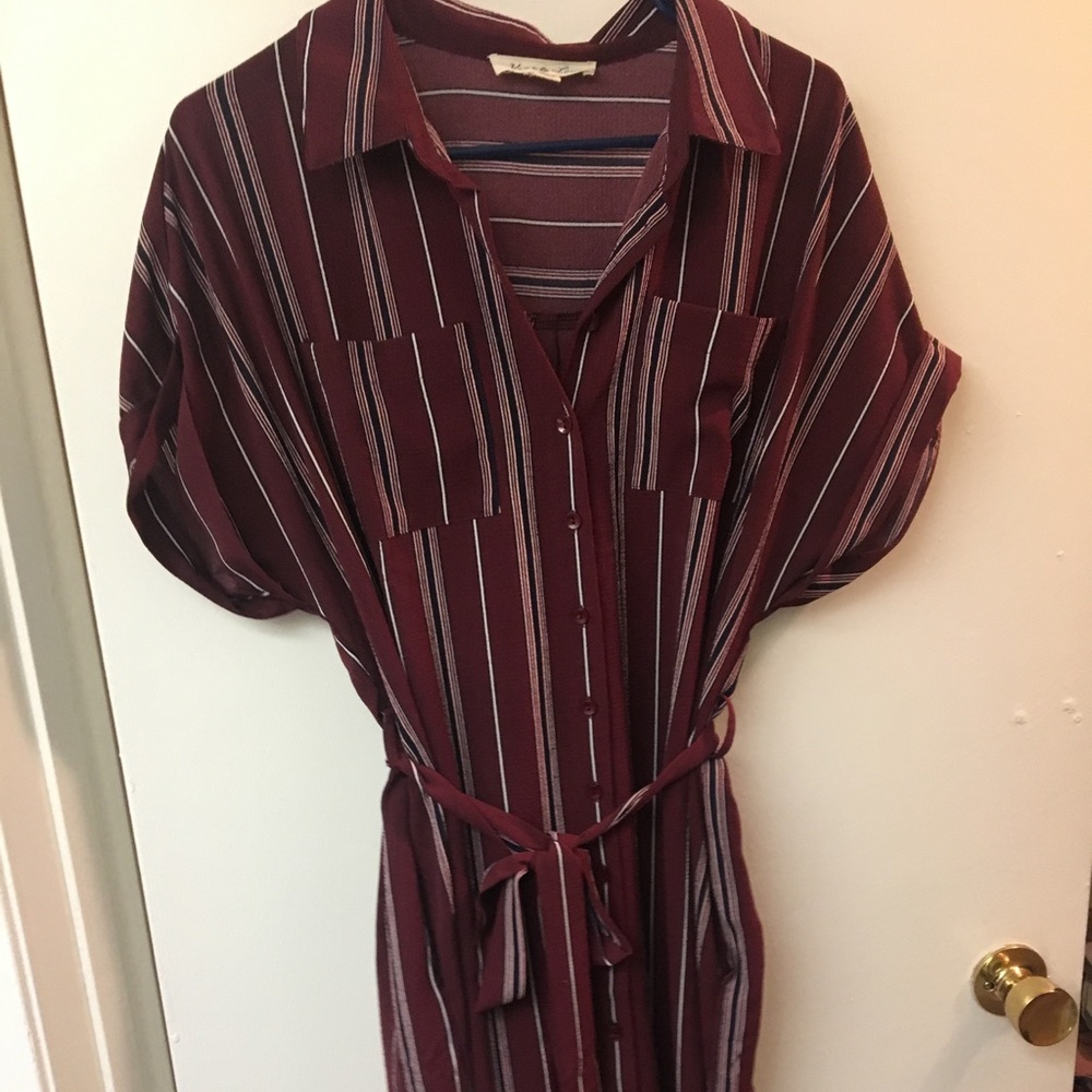 Striped maroon dress